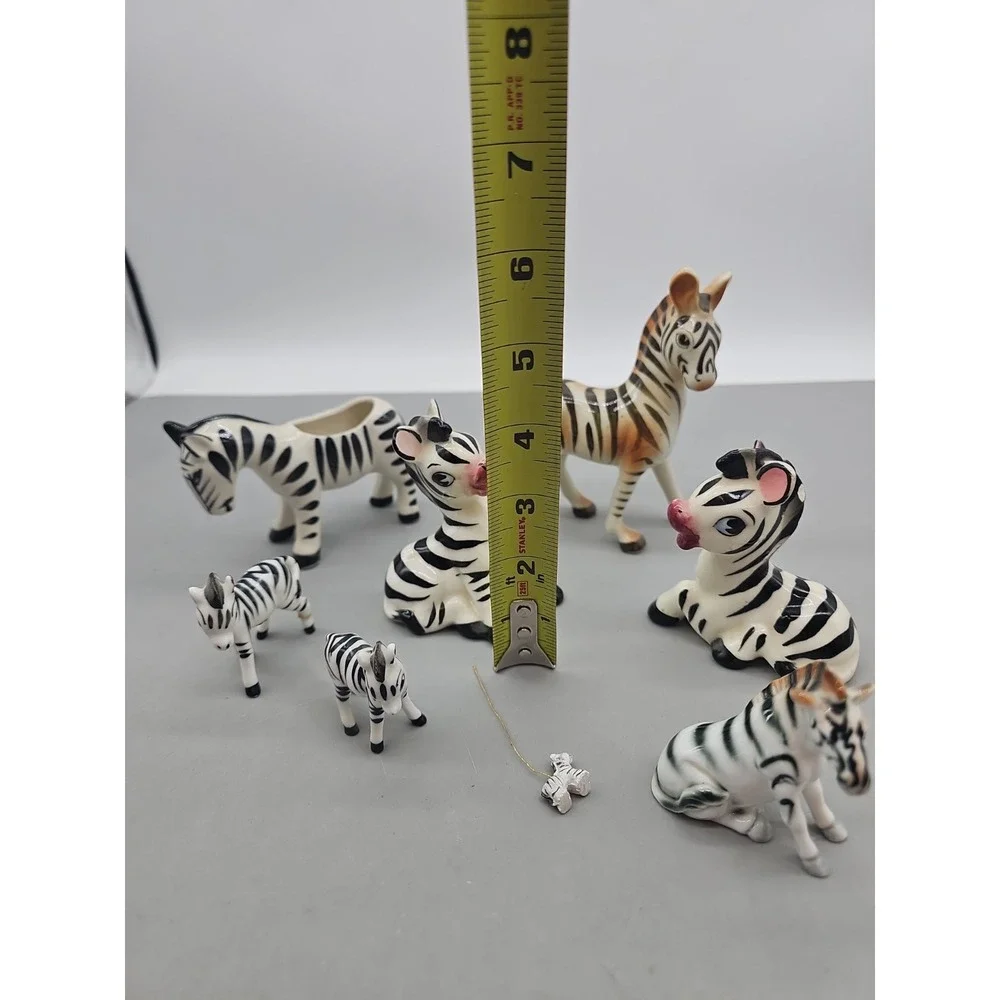Vintage‎ Collectible 8 Bone China  Zebra Family Wild Animal Figurines Japan